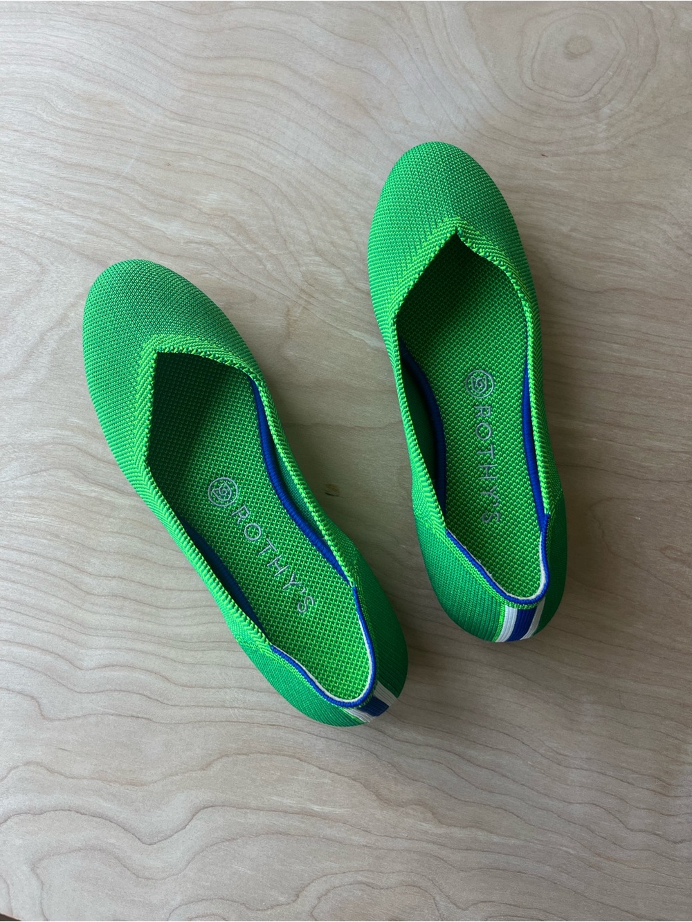 Rothy's Bright Green Knit Slip-On Ballet Flats — Never Worn!